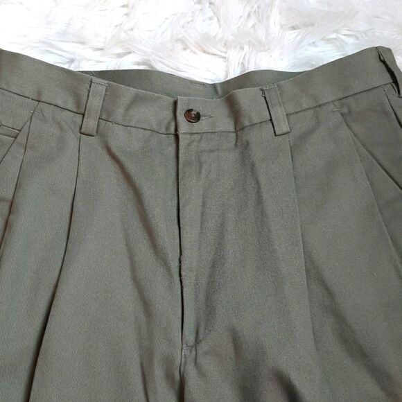 Haggar  Mens‎ Cotton  Trousers Green Pleated 34x32 NWT - Picture 4 of 7